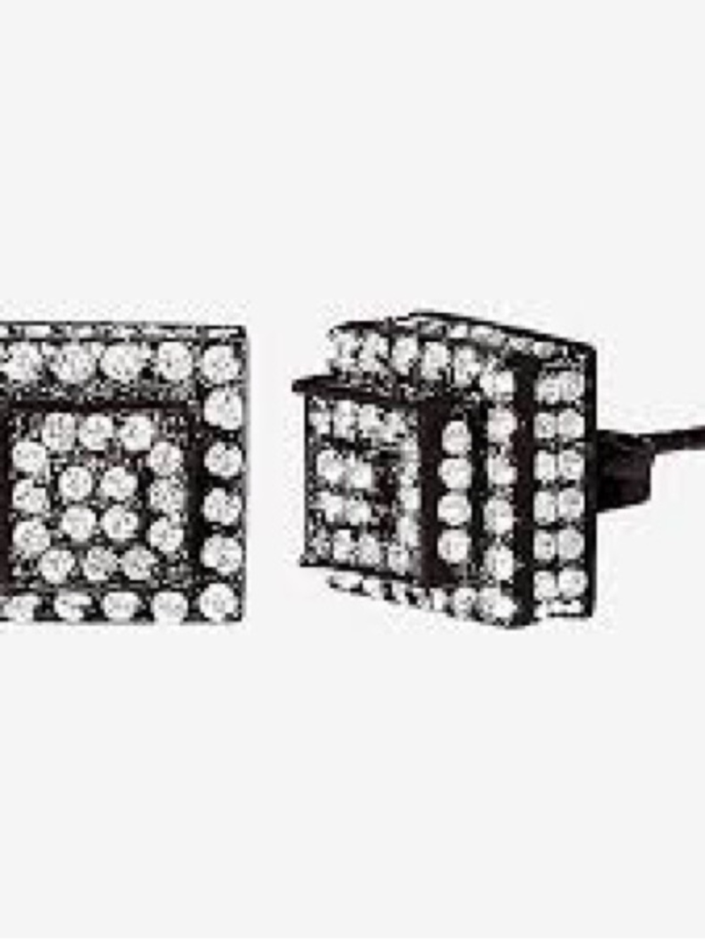 Shaquille O’neal Black Crystal Square Stud Earrings for Men